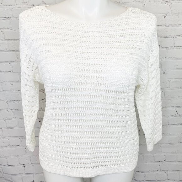 CHAPS DENIM WHITE OPEN WEAVE SUMMER SWEATER - XL! - Picture 2 of 5